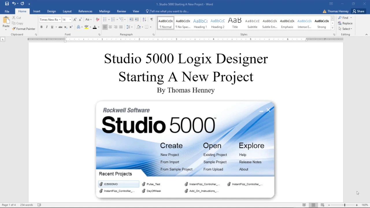 Outline Video 1. Starting A New Studio 5000 Logix Designer Project