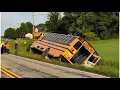 School bus partially overturns in Barrow County this morning 6 students taken to hospital