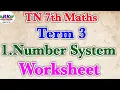 TN 7th Maths Term 3 Number system Worksheet Q no 1 to 10