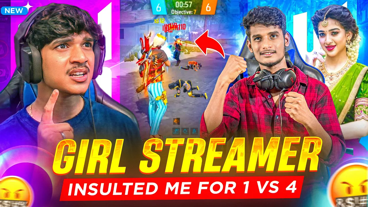 😨 GIRL STREAMER INSULTED ME 🤬 | MY REVENGE 1 vs 4 🔥 | FREE FIRE TELUGU #dfg #freefire