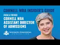 Cornell Johnson MBA Insider s Guide from Former Cornell MBA Assistant Director of Admissions