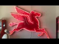 1940 s Mobil Oil Gas Station Porcelain Pegasus Animated Neon Sign SOLD