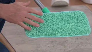 don asletts microfiber mop with 5 reuseable microfiber pads on qvc