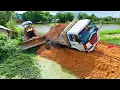 Watch out! FULL VIDEO Landfill! Dump Truck 5Ton BACK UPLOADING OVERTURNED, Technique Rescue by DOZER