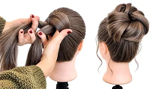 ❤️ ПУЧОК ЗА 5 МИНУТ 😍 Быстрая и простая прическа на каждый день. Easy 5 minutes High Bun