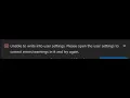 unable to write into user settings vscode