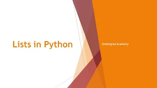Lists in Python Python Programming Lesson 6 Undergrad Academy
