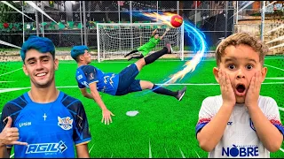 DESAFIANDO MEU FILHO FAZER A BICICLETA DO LUISIN NO FUTEBOL!