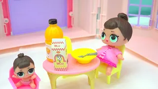 lol surprise big u0026 lil sisters school day morning time routine eat breakfast brush teeth