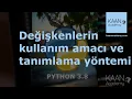 20- Python Kursu - Degiskenlerin kullanim amaci ve tanimlama yontemi