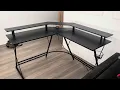 SEVEN WARRIOR L Shaped Gaming Desk with LED Lights Power Outlets Review