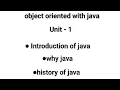 oops unit 1 part 1 intro of Java