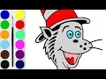 How to Draw Dr Seuss Characters Coloring Pages and Drawing for Kids The Cat in The Hat