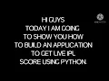 how to use python to get ipl scores