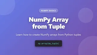 NumPy Array from Tuple Python NumPy Tutorial for Beginners