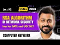 Lec-92 RSA Algorithm in Network Security with examples in Hindi rsa algorithm example in hindi