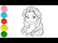 Cute Princess Belle Drawing for kids Painting Coloring for kids Toddlers Let s Draw Together