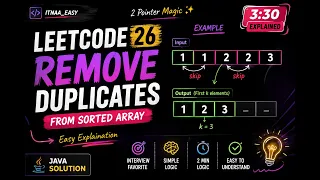 LeetCode 26 Remove Duplicates from Sorted Array Java Easy Explanation for Beginners
