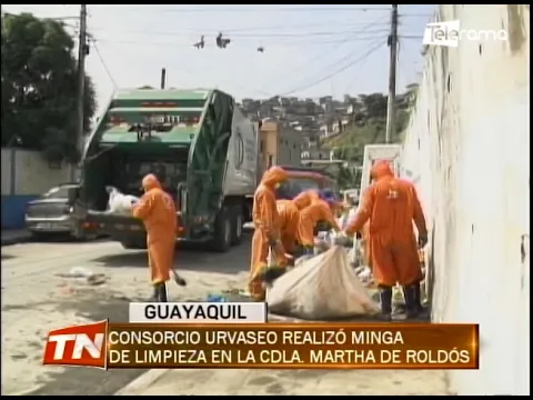 Consorcio Urvaseo realizó minga de limpieza en la cdla. Martha de Roldós