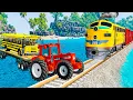 Download Lagu Flatbed Truck Rescues Bus | Train Runs Through Deep Water | BeamNG.Drive Satisfying Video