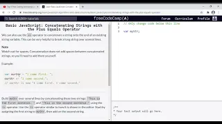 28 - Learn Basic JavaScript Concatenating Strings with the Plus Equals Operator
