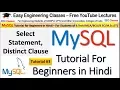MySQL Tutorial in Hindi Select Statement Distinct Clause with Example Queries
