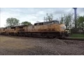 Union Pacific engine 5876 leads a mixed freight through Dixon IL