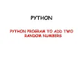 python program to add two random numbers