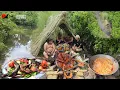 Download Lagu Survival House Bushcraft Building Near River Cooking with Wild Style Duck Grilled Over Fire
