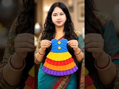 DIY colourful dress making with super clay 🌿😘#shorts#ytshorts#trending#craftidea