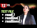 read readline readlines TEXT File File Handling Class 12 CS