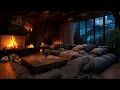 10 HOURS Thunderstorm Crackling Fireplace Cozy Living Room Sleeping Pets Rainy Mountain View