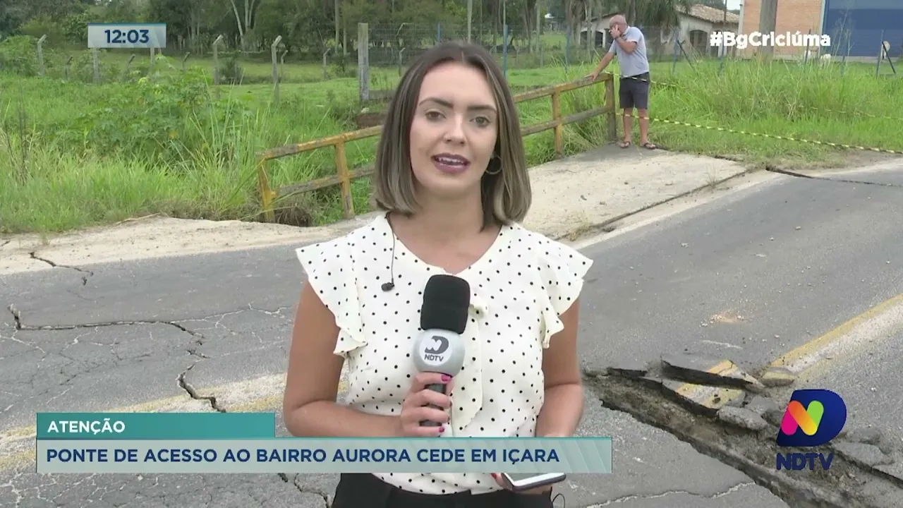 Ponte cede em entrada de bairro e causa transtornos em Içara