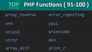 TOP 100 PHP Functions 91 - 100 Learn PHP