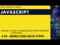 What are the core data types in JavaScript Hindi JavaScript The Complete Guide