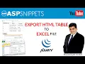 Export HTML Table to Excel file using jQuery