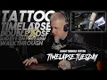 TATTOO timelapse ROSES full forearm tattoo Black and grey WALKTHROUGH