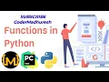 Functions in Python in Hindi Python lecture 18 def keyword types of functions