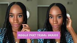 HowTo Middle-Part Tribal Braids for Beginners Detailed PICTURES AT THE END
