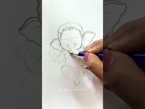 Tutorial: Cute Bal Ganesha drawing❤️ #trending #shorts