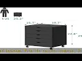 YITAHOME 5 Drawer Chest Mobile File Cabinet with Wheels Home Office Storage Dresser Cabinet Black
