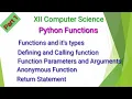 XII Computer Science Python Functions Chapter 7 Part 1 Shyni Pradeep