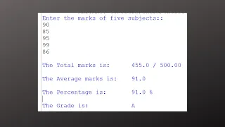 calculate the Total Average and Percentage program in python