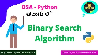 2 1 - Binary Search Algorithm Coding in Python Data Structures Algorithms Python in Telugu