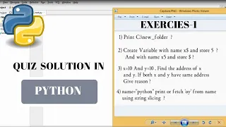 Python Tutorial for Beginners Quiz - 1 Solution python exercise solution