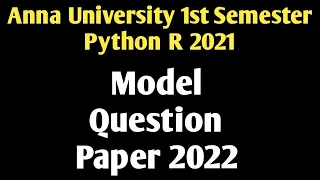 Problem solving and python Model Question paper 2022 GE3151 Vincent Maths