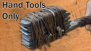Making Twist Damascus knife with No Power tools (except the air blower)
