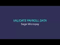 Sage Payroll Micropay - Validate Payroll Data