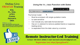 Oracle 12c SQL Workshop SL TO CHAR TO DATE TO NUMBER Functions in the SQL Statements