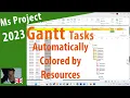 Ms Project 2023 Gantt Tasks Automatically Colored by Resources Simple